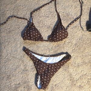 Brown polka dot bikini